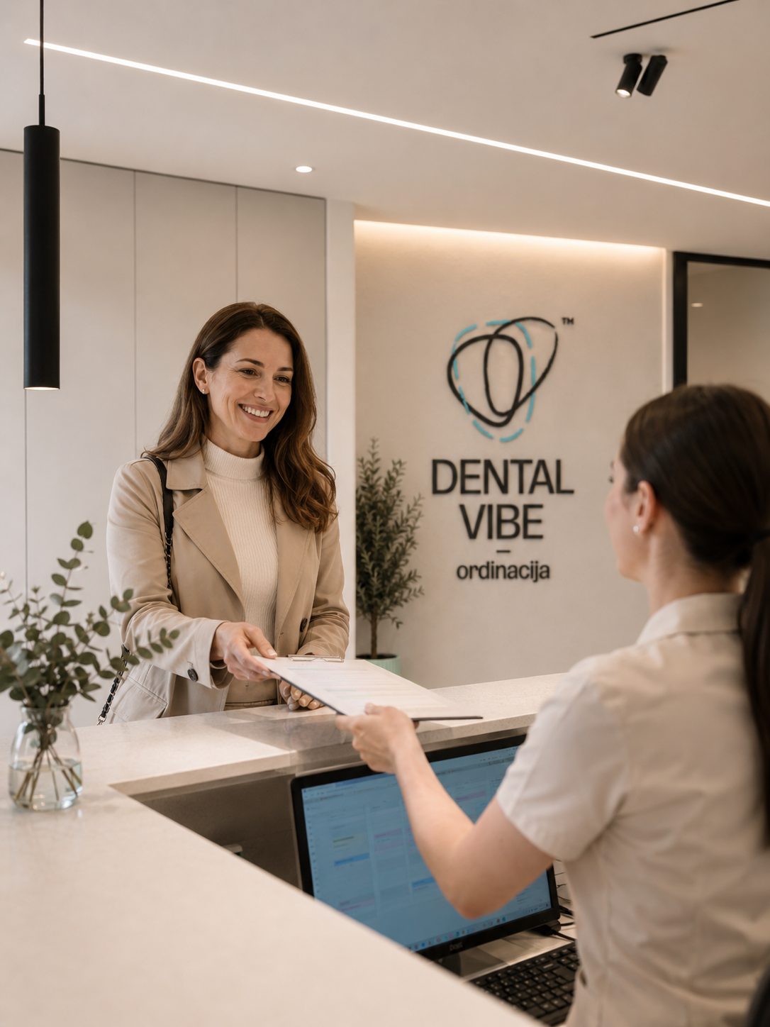 Patient at the Dental Vibe front desk